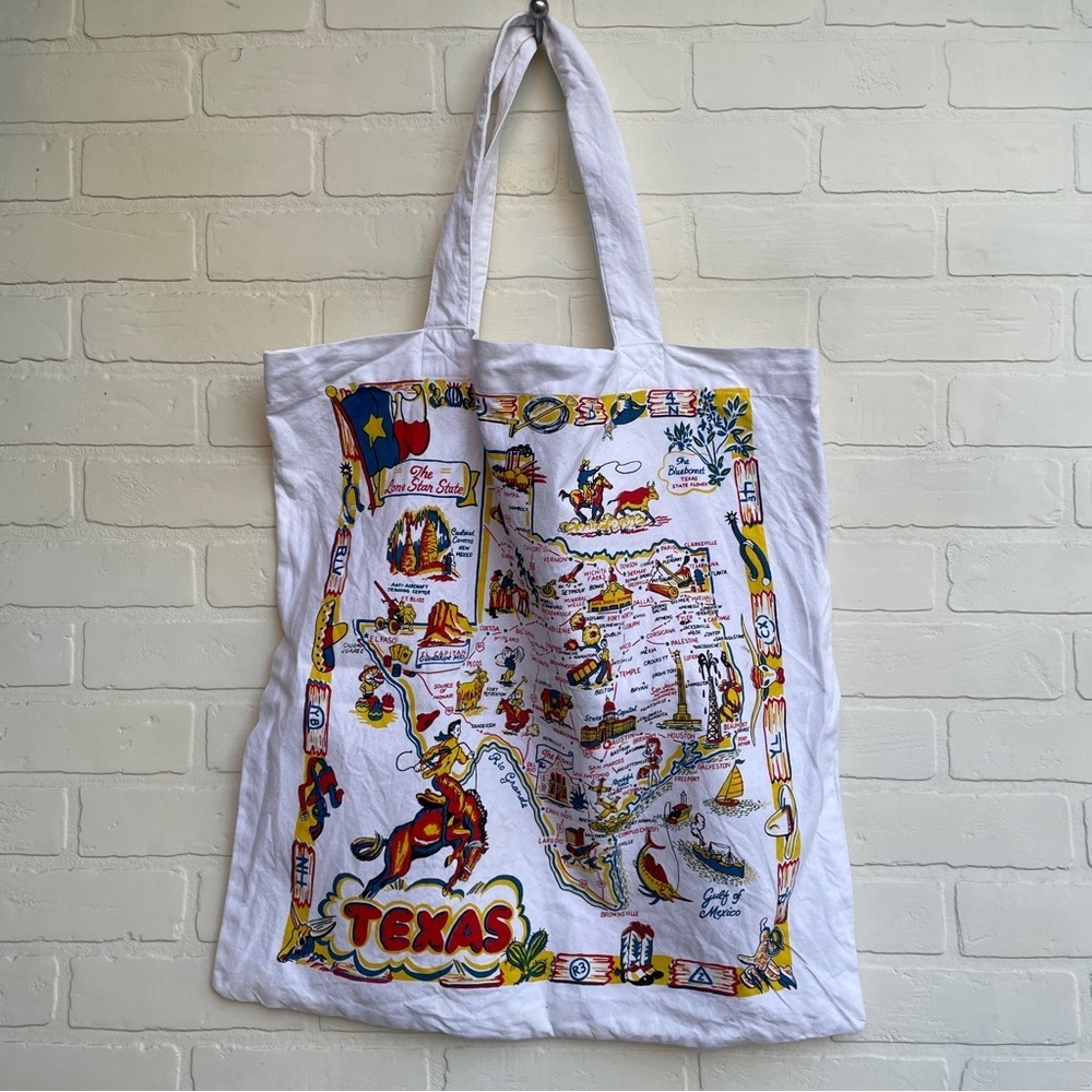 Texas XL Cotton Tote bag with tourist map, Gulf of Mexico